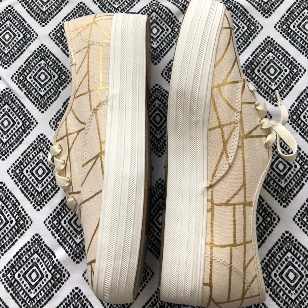 gold abstract platform keds sneakers